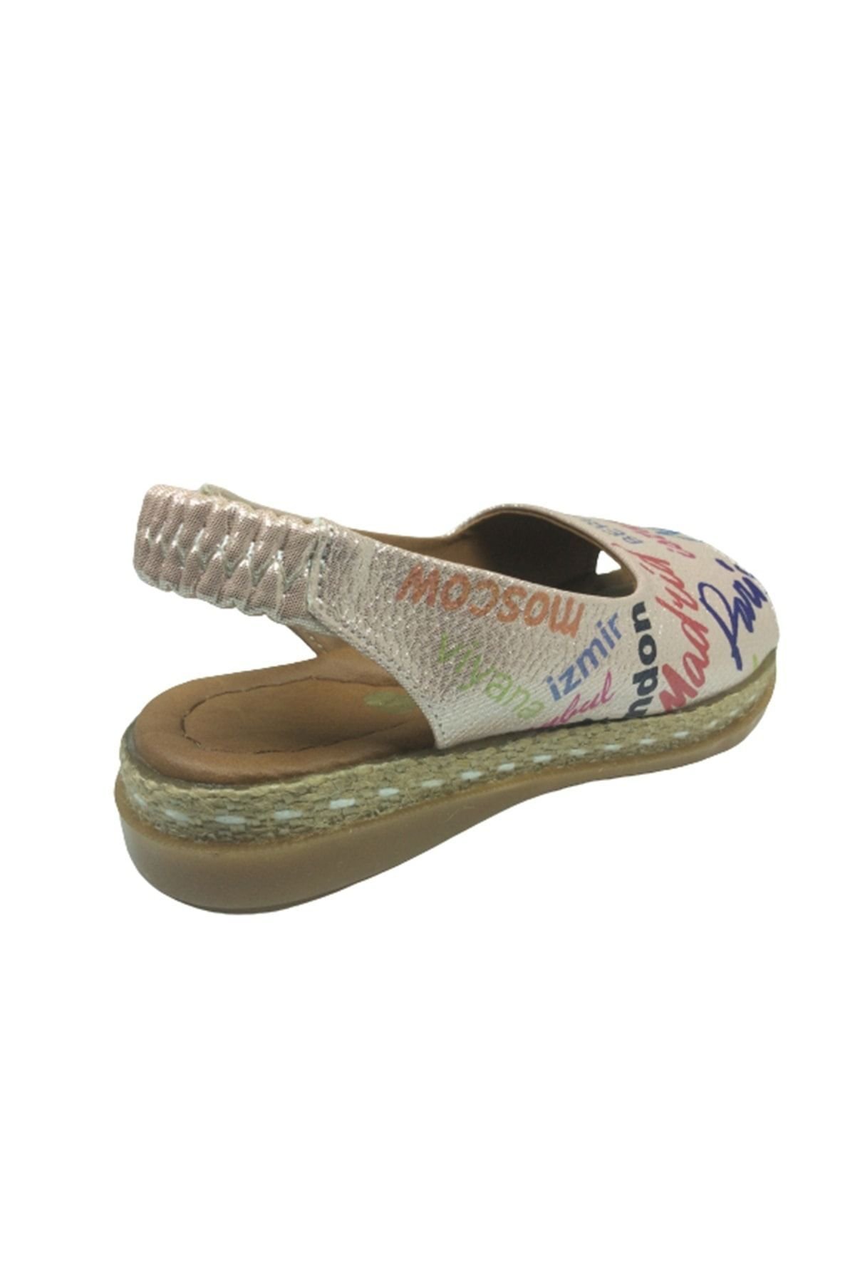 Ortopedikal 1506 (Plm) Patik Kız Sandalet Gümüş Baskı Desenli Yazılı Arkası L