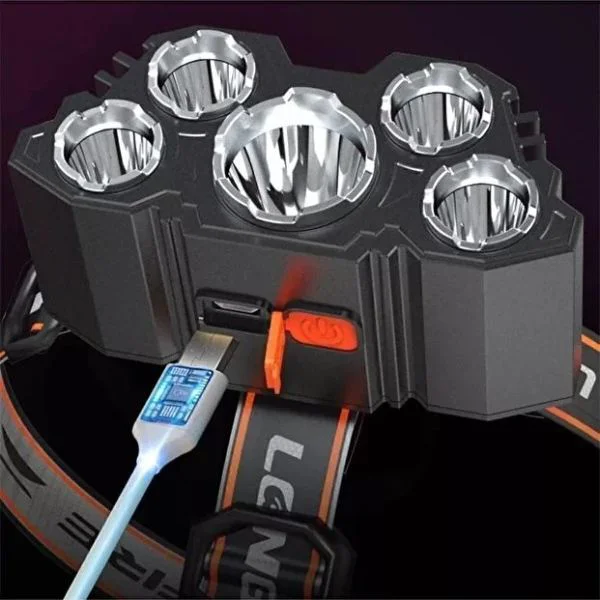 150W 5 LED Şarjlı Ultra Güçlü Kamp Kafa Lambası 150W 5 LED Şarjlı Ultra Güçlü Kamp Kafa Lambası