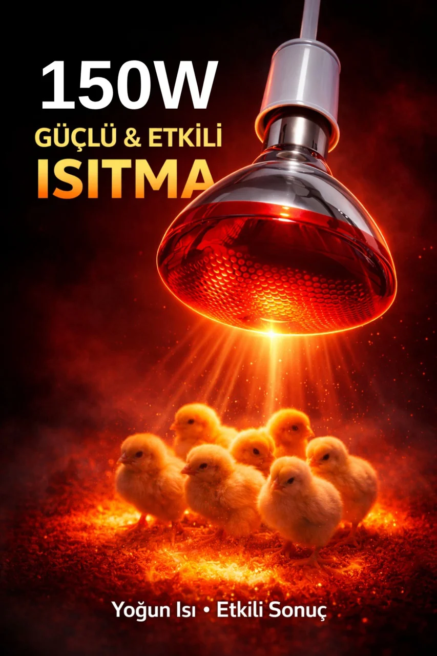 150w Isıtıcı Ampul Kırmızı Isı Lambası Civciv Kümes Kuluçka E27 Duy Isıtma Ampulü Lisinya