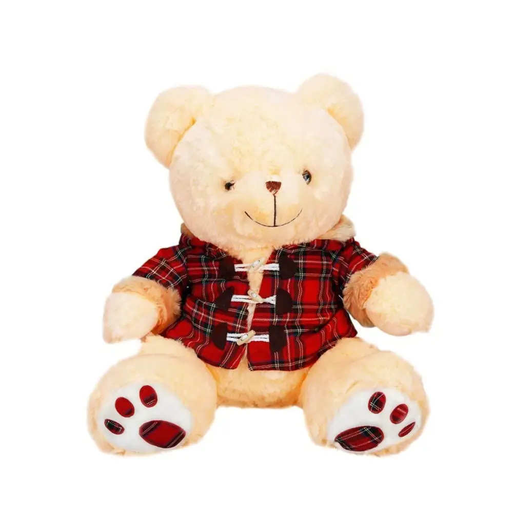 1510 Ekose Elbiseli Peluş Ayı 45 cm -NessiWorldman 1510 Ekose Elbiseli Peluş Ayı 45 cm -NessiWorldman