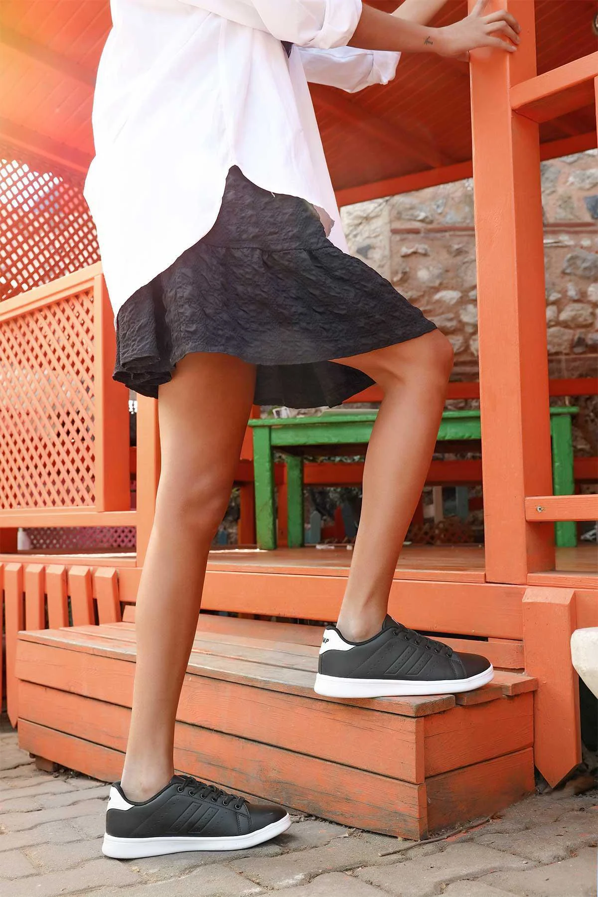 15306 Siyah - Beyaz Kadın Sneaker Günlük Spor Ayakkabı