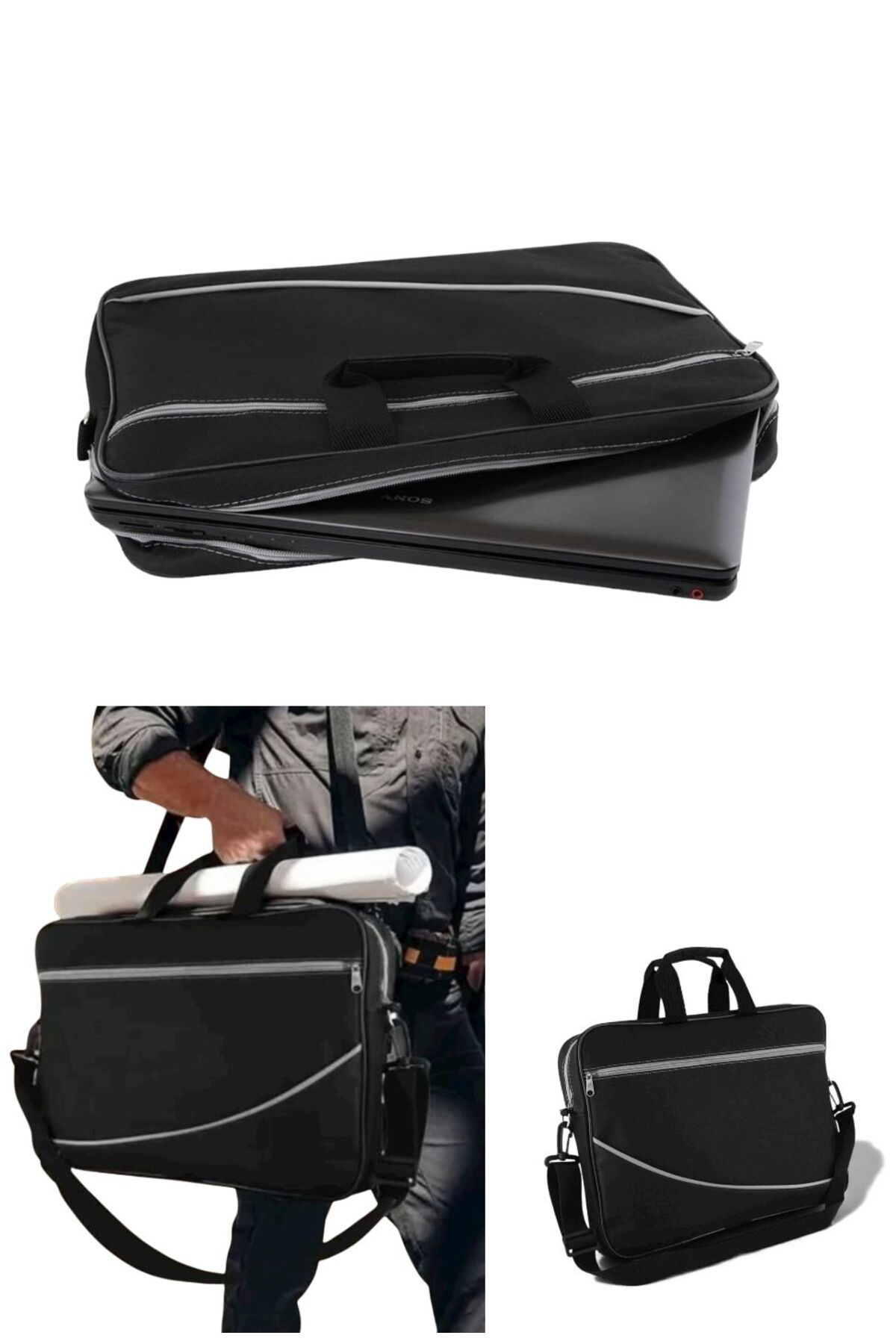 15.6″ Bilgisayar Notebook Sırt Çantası Siyah Gri – Ergonomik, Suy