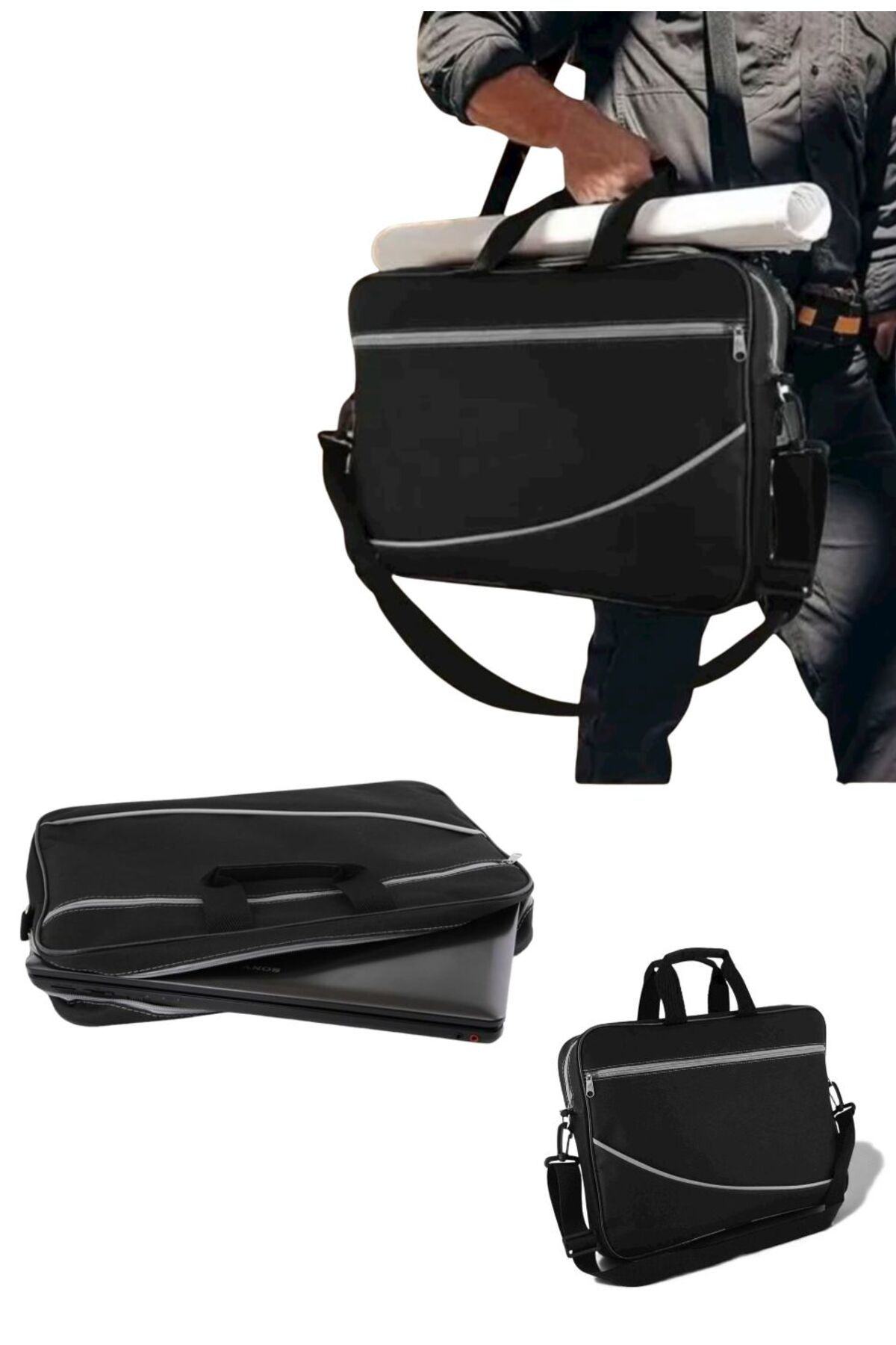 15.6″ Bilgisayar Notebook Sırt Çantası Siyah Gri – Ergonomik, Suy