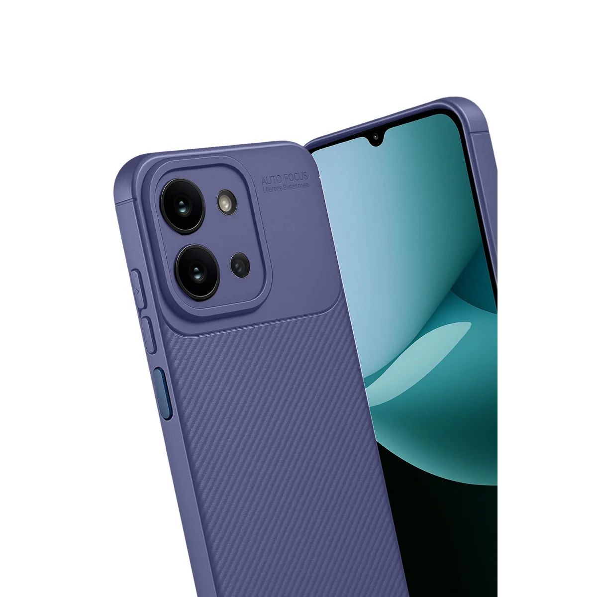 15C 4G Auto Focus Karbon Kapak - Lacivert, Sağlam Cep Telefonu Kılıfı