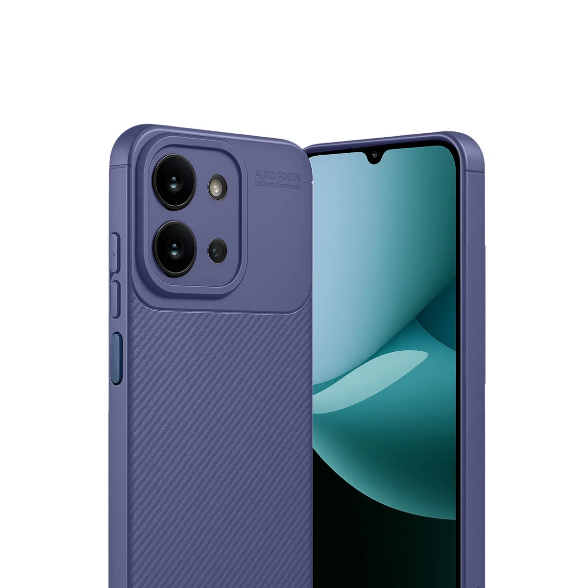 15C 4G Auto Focus Karbon Kapak - Lacivert, Sağlam Cep Telefonu Kılıfı