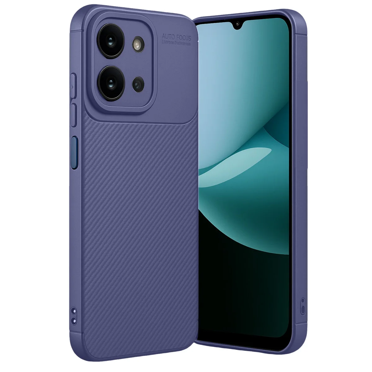15C 4G Auto Focus Karbon Kapak - Lacivert, Sağlam Cep Telefonu Kılıfı