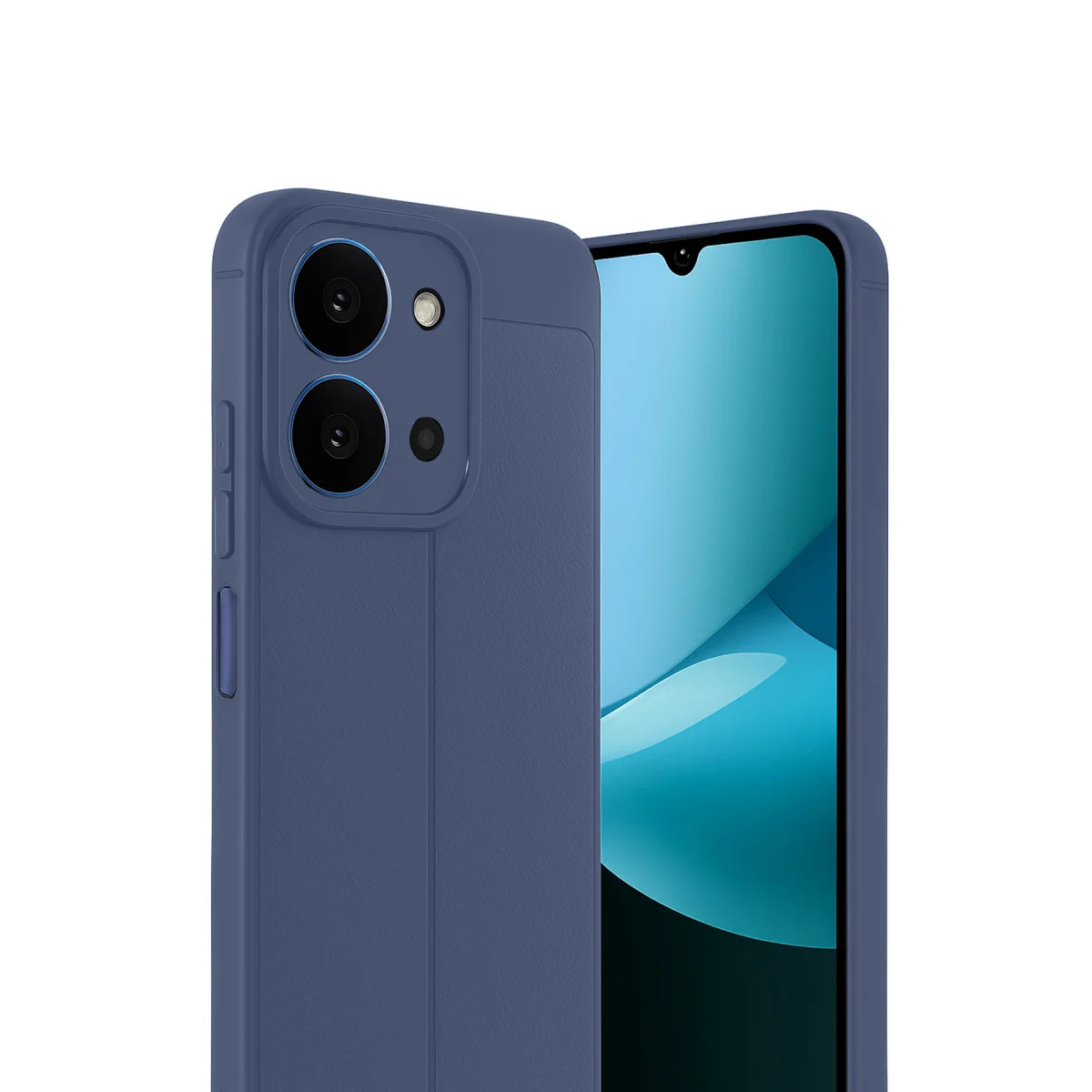 15C 4G Auto Focus Karbon Kapak - Karbon Fiber Desenli, Pürüzsüz Lacivert Kılıf