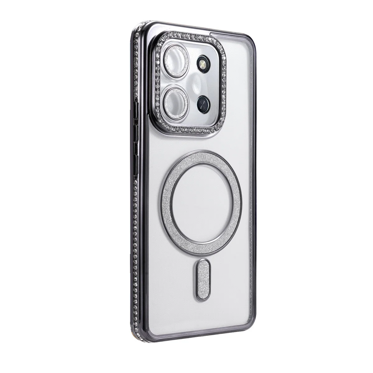 15C 4G Joke Simli Magneticsafe Kılıf - Siyah Parlak Elmas Tasarımı ve Tam Koruma