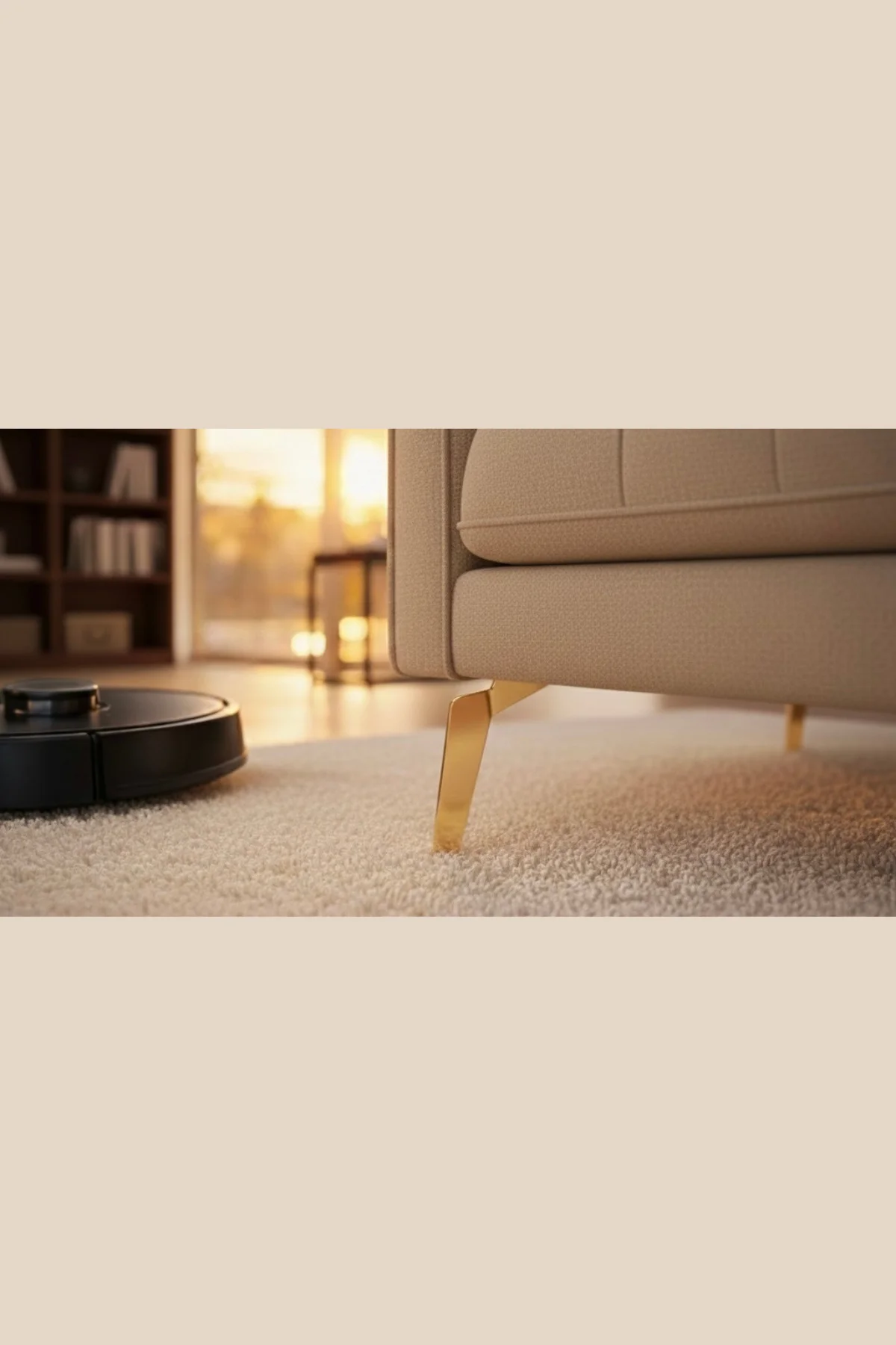 15cm - Gold Dekoratif Metal Koltuk ve TV Ünitesi Ayağı - Robot Süpürge Uyumlu - 4'lü Set
