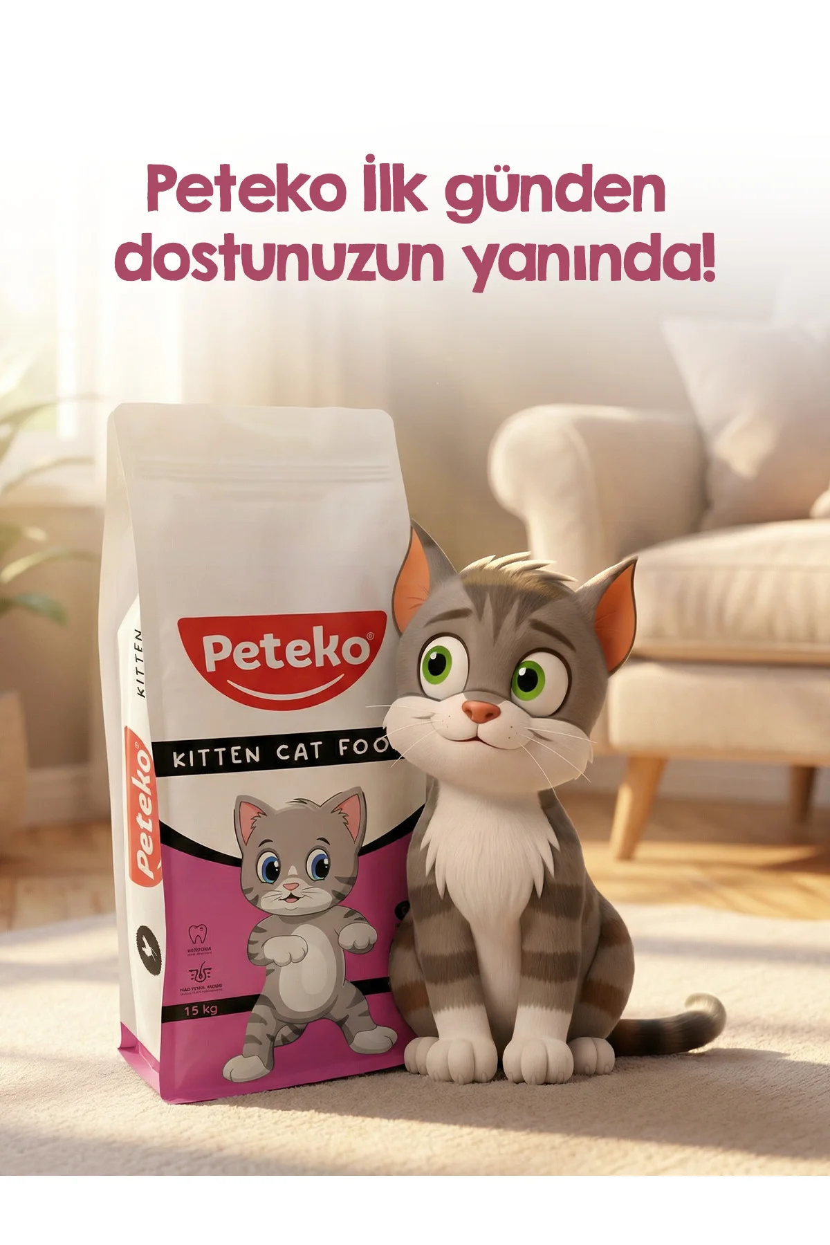 15kg kitten tavuklu kedi maması