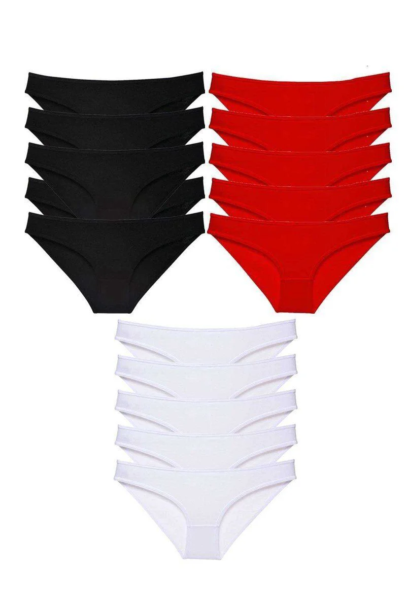 15'li Süper Eko Set Likralı Kadın Slip Külot - Pamuklu Siyah Kırmızı Beyaz Fiyatı, Yorumları ve Özellikleri