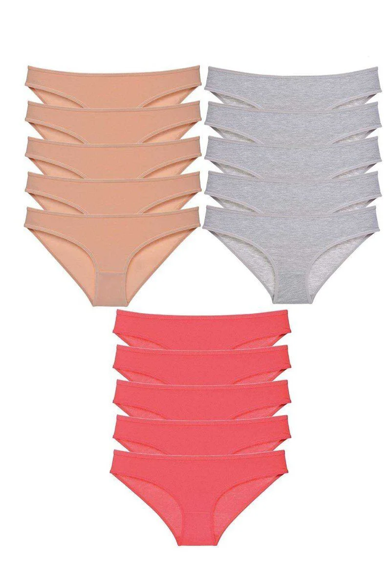 15'li Süper Eko Set Likralı Kadın Slip Külot - Ten Gri Fuşya Pamuklu Külot Seti Fiyatı, Yorumları ve Özellikleri