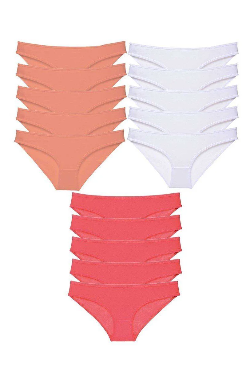 15'li Süper Eko Set Likralı Kadın Slip Külot - Pudra Beyaz Fuşya Pamuklu Fiyatı, Yorumları ve Özellikleri