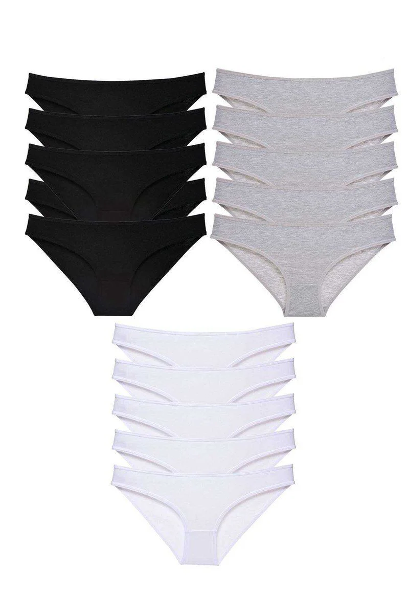 15'li Süper Eko Set Likralı Kadın Slip Külot – Siyah Gri Beyaz Pamuklu Fiyatı, Yorumları ve Özellikleri