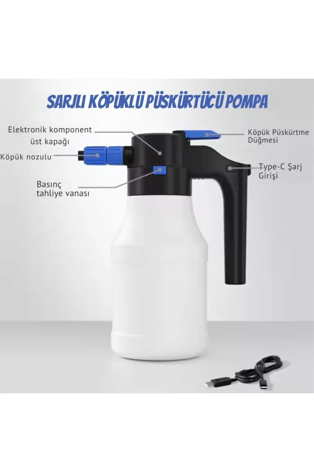 1.5Lt Yüksek Basınçlı Şarjlı Tam Otomatik Köpük Makinası Oto Yıka