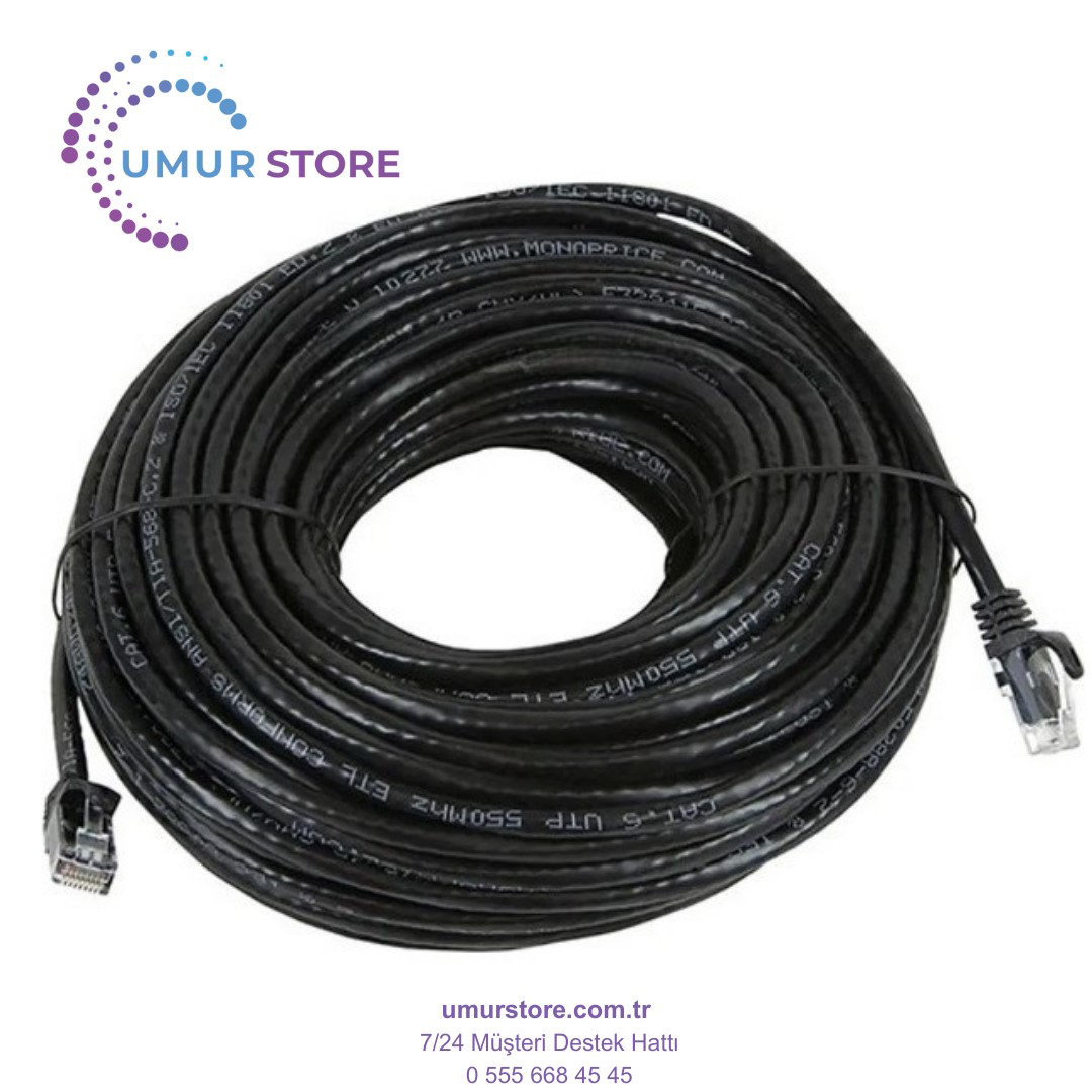 15M (50FT) Cat6 Lan Patch Ethernet Kablo 24AWG 550 Mhz Örgülü