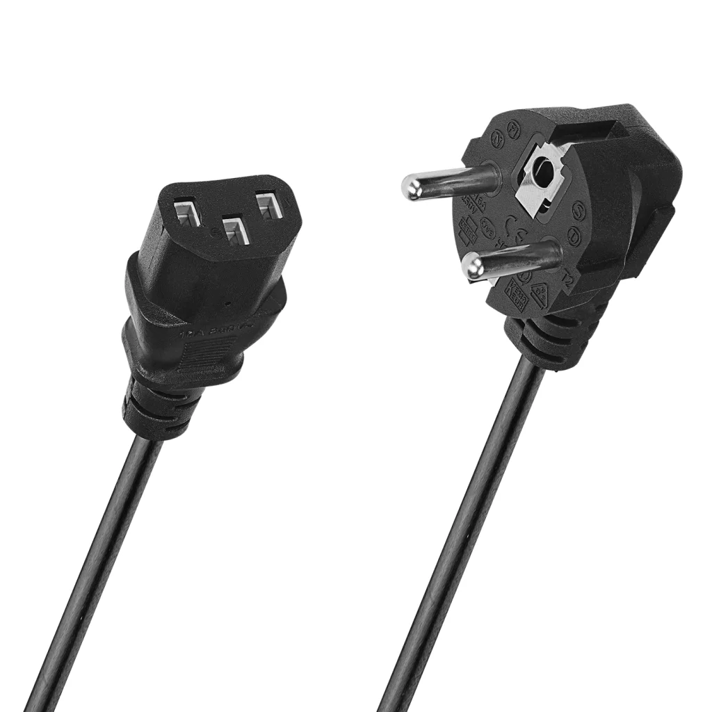 1.5m AC Güç Kablosu 3 Pin 0.75mm Siyah (C-F Tipi)
