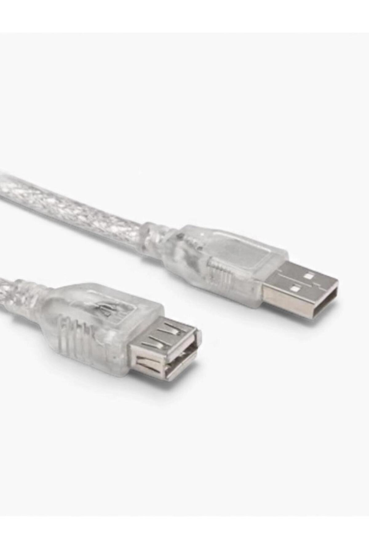 1.5m Şeffaf USB 2.0 Uzatma Kablosu – PC, Laptop, Cihaz Uyumlu