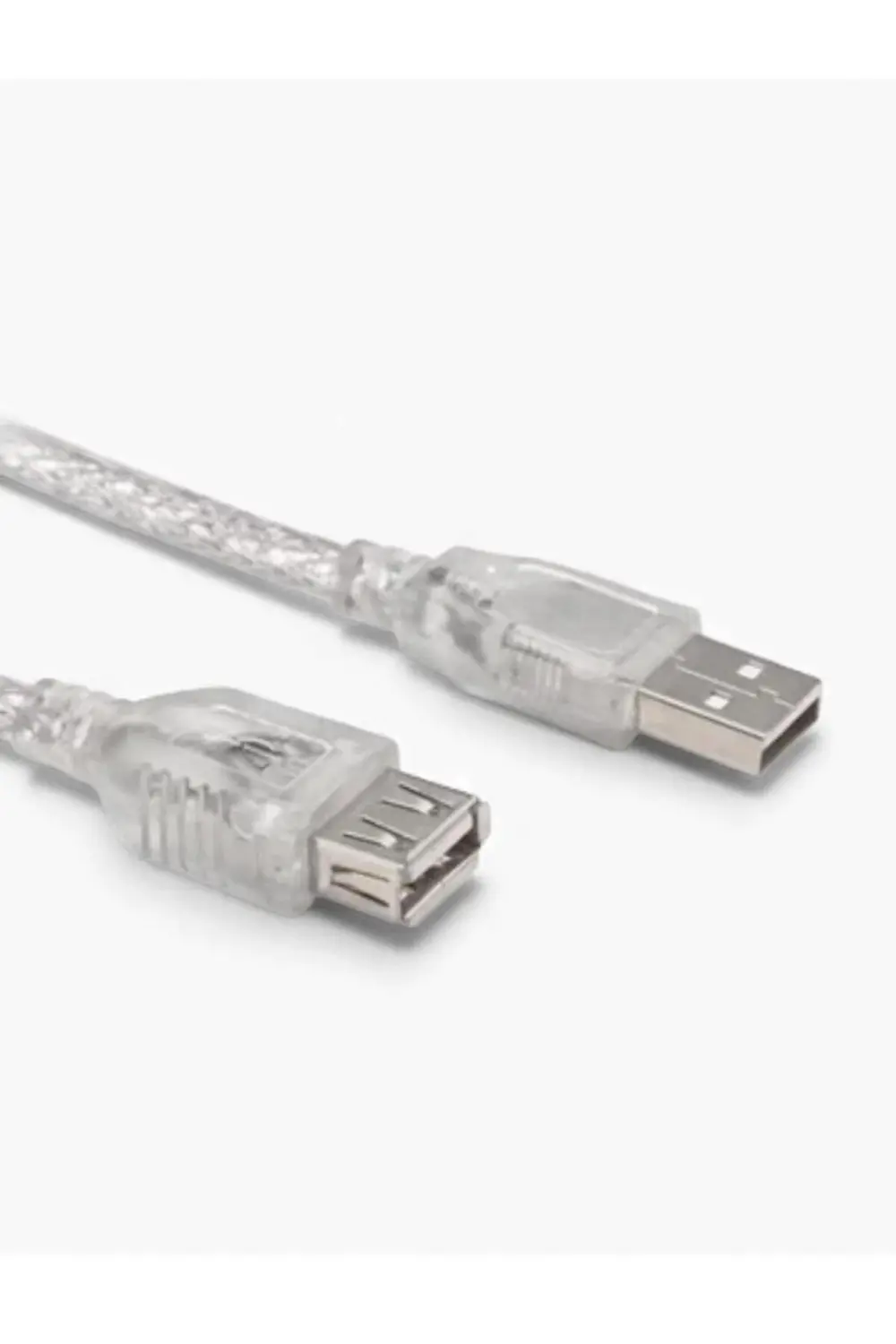 1.5m Şeffaf USB 2.0 Uzatma Kablosu – PC, Laptop, Cihaz Uyumlu
