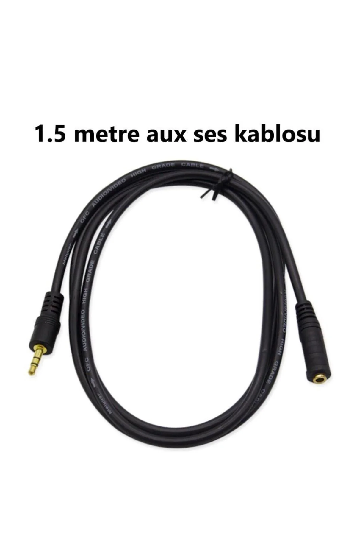 1.5m Stereo Hoparlör Kulaklık Ses Aux Uzatma Kablosu 3.5mm Erkek Dişi