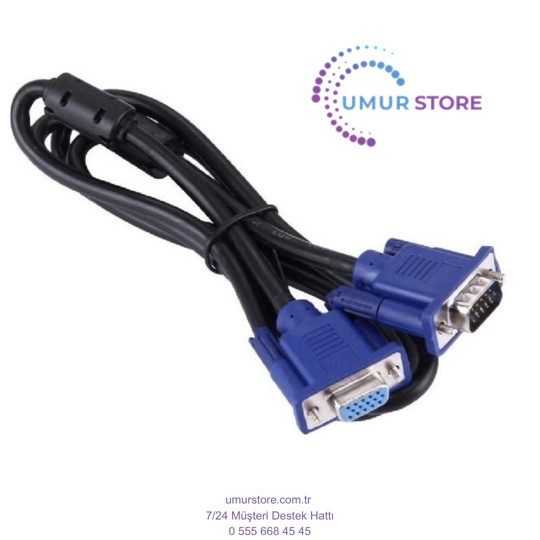 1.5m VGA To VGA Monitör Ekran Uzatma Ekleme Kablosu 15 Pin Dişi E