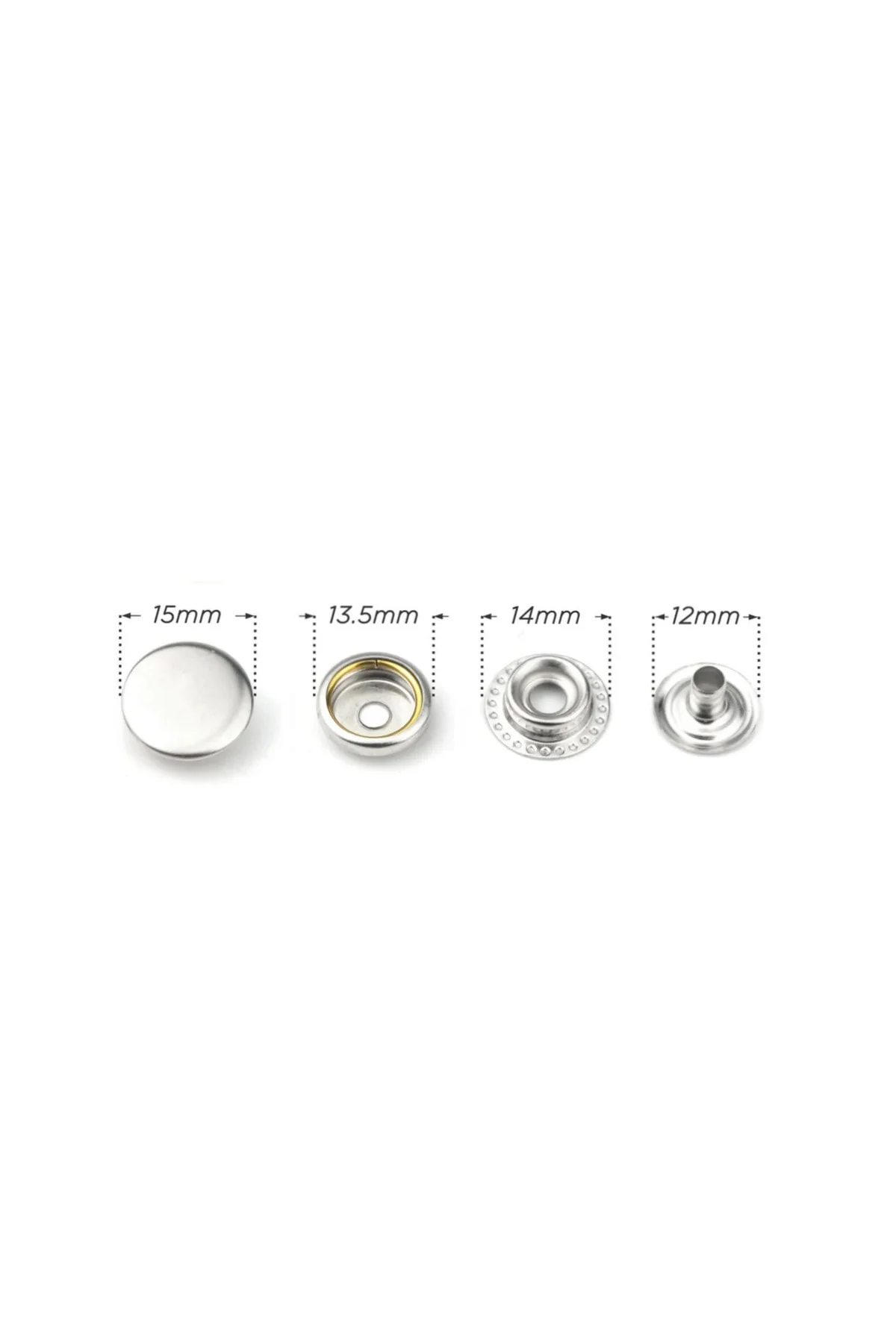 15mm (61 TİP) Paslanmaz Büyük Çıtçıt (KALIPSIZDIR) [nikel/gümüş R