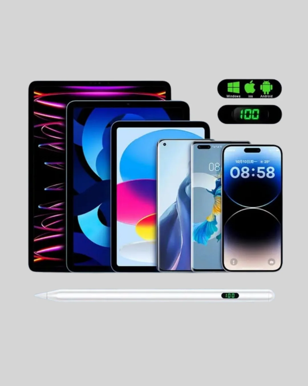 1.5mm Hassas Uçlu iPad Kalemi Şarjlı Type-C Ultra Hassas Stylus P