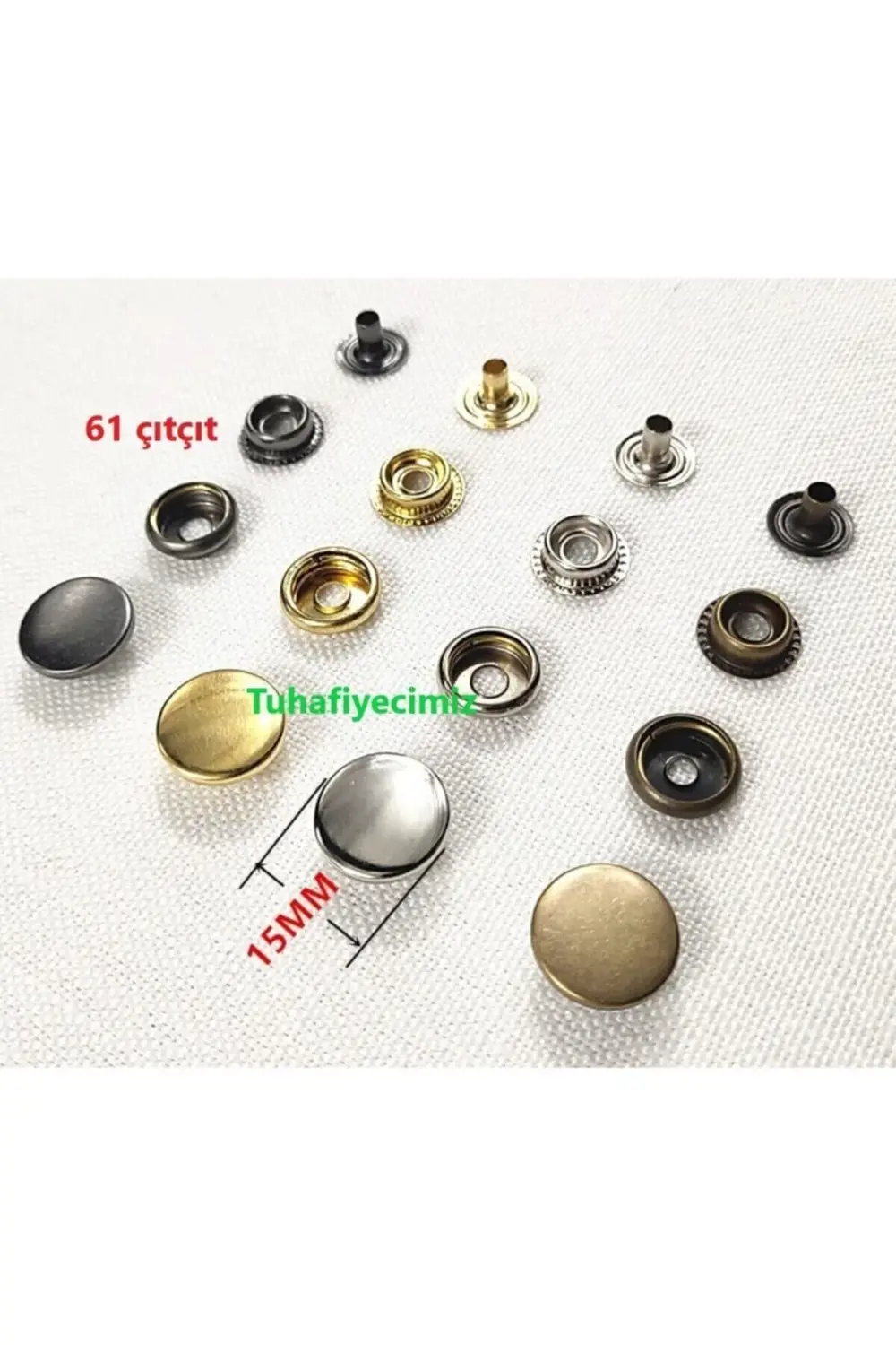 Tuhafiyecimiz 15Mm Paslanmaz Çıtçıt (50 Takim) (Kalipsizdir - Gümüş Renk)