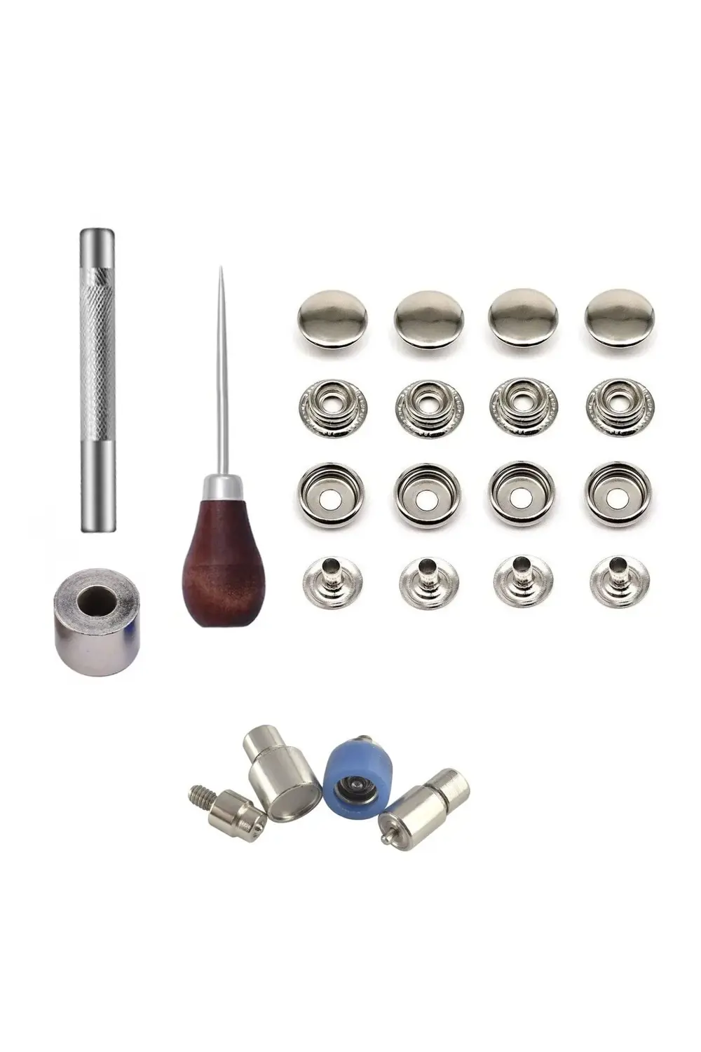 15mm Paslanmaz Çıtçıt Yapım Seti - Aparatlar, Biz Ve 50 Adet Pasl