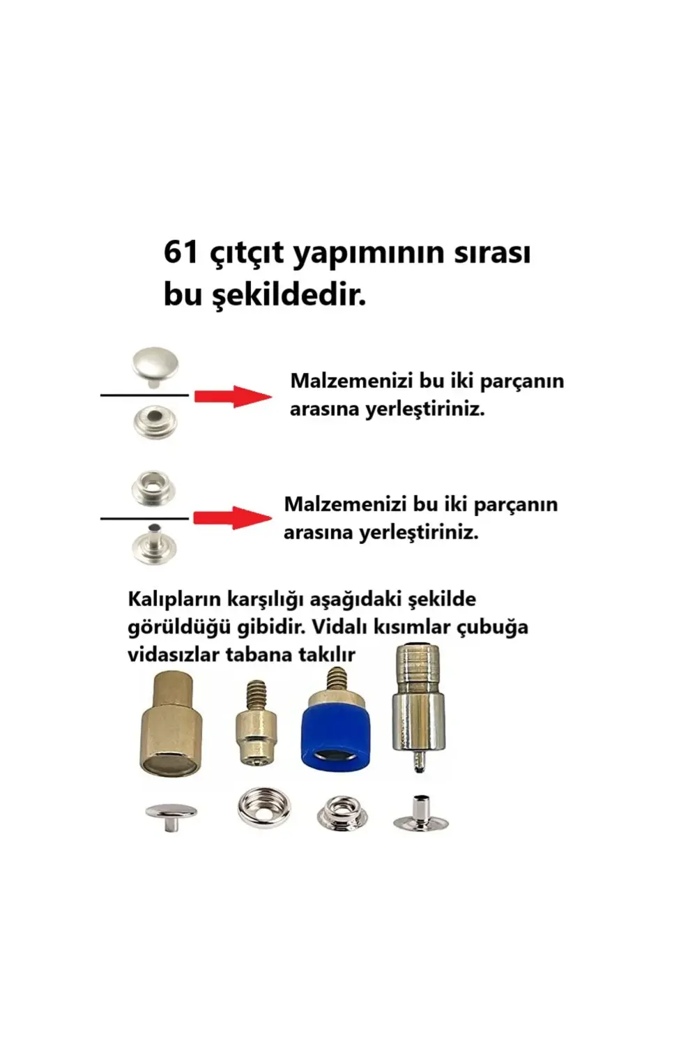 15mm Paslanmaz Çıtçıt Yapım Seti - Aparatlar, Biz Ve 50 Adet Pasl