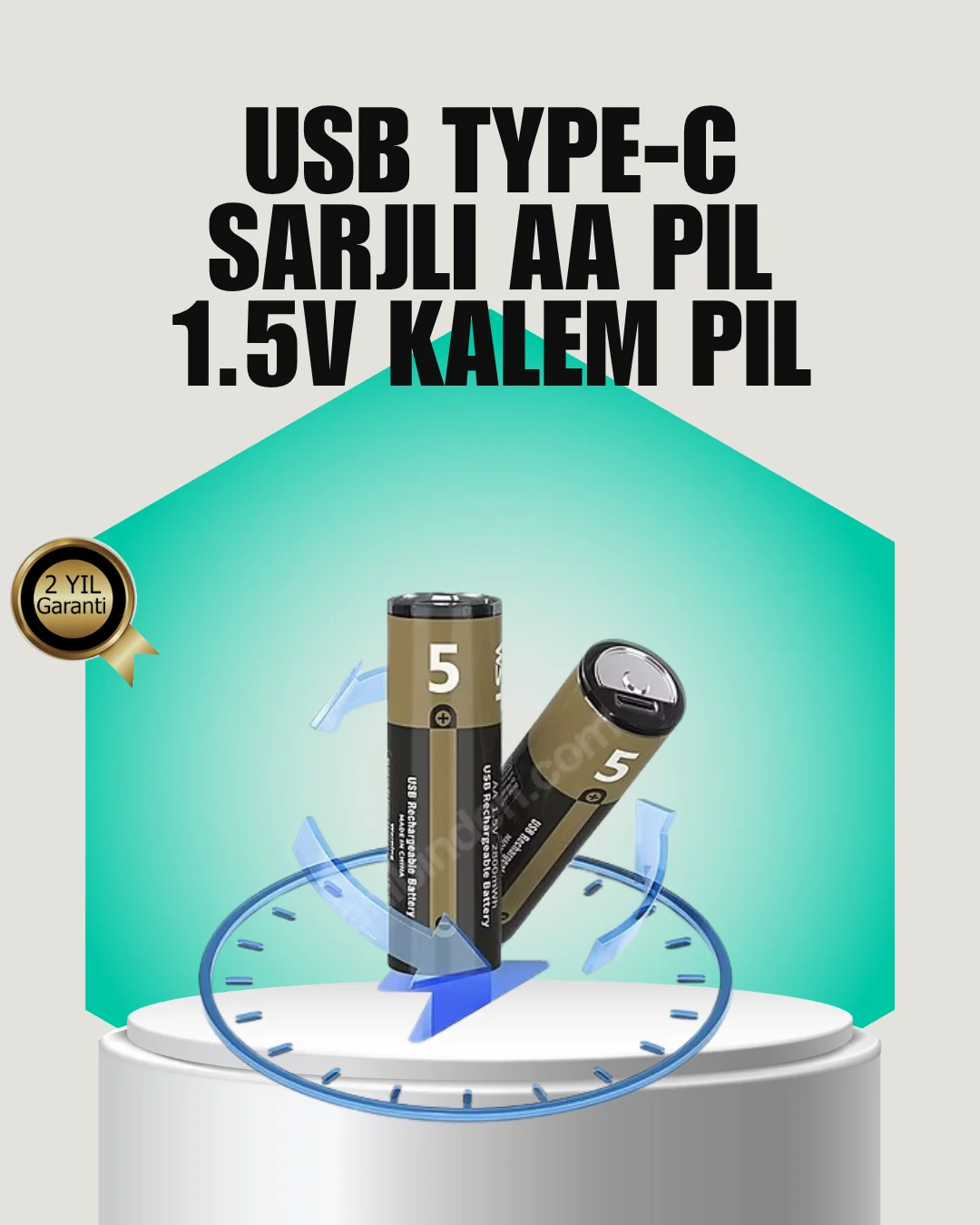 1.5V AA Şarjlı Lityum Pil | 1000+ Kez Şarj Edilebilir | Hızlı Type-C Şarj (2 Adet) 1.5V AA Şarjlı Lityum Pil | 1000+ Kez Şarj Edilebilir | Hızlı Type-C Şarj (2 Adet)