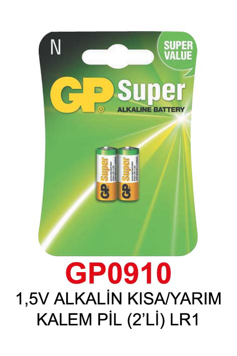 Gp 1,5V Alkalin Kisa/Yarim Kalem Pil (2’Li) Lr1