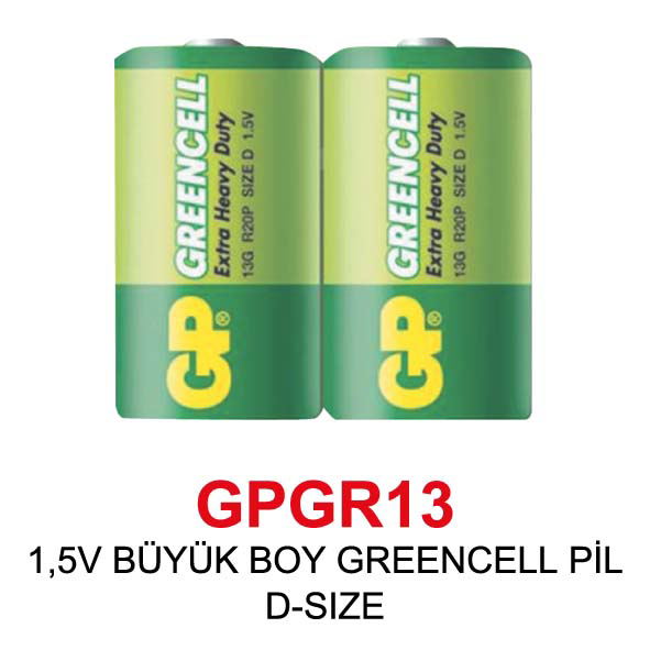 1,5V BÜYÜK BOY GREENCELL PİL D-SIZE 2Lİ