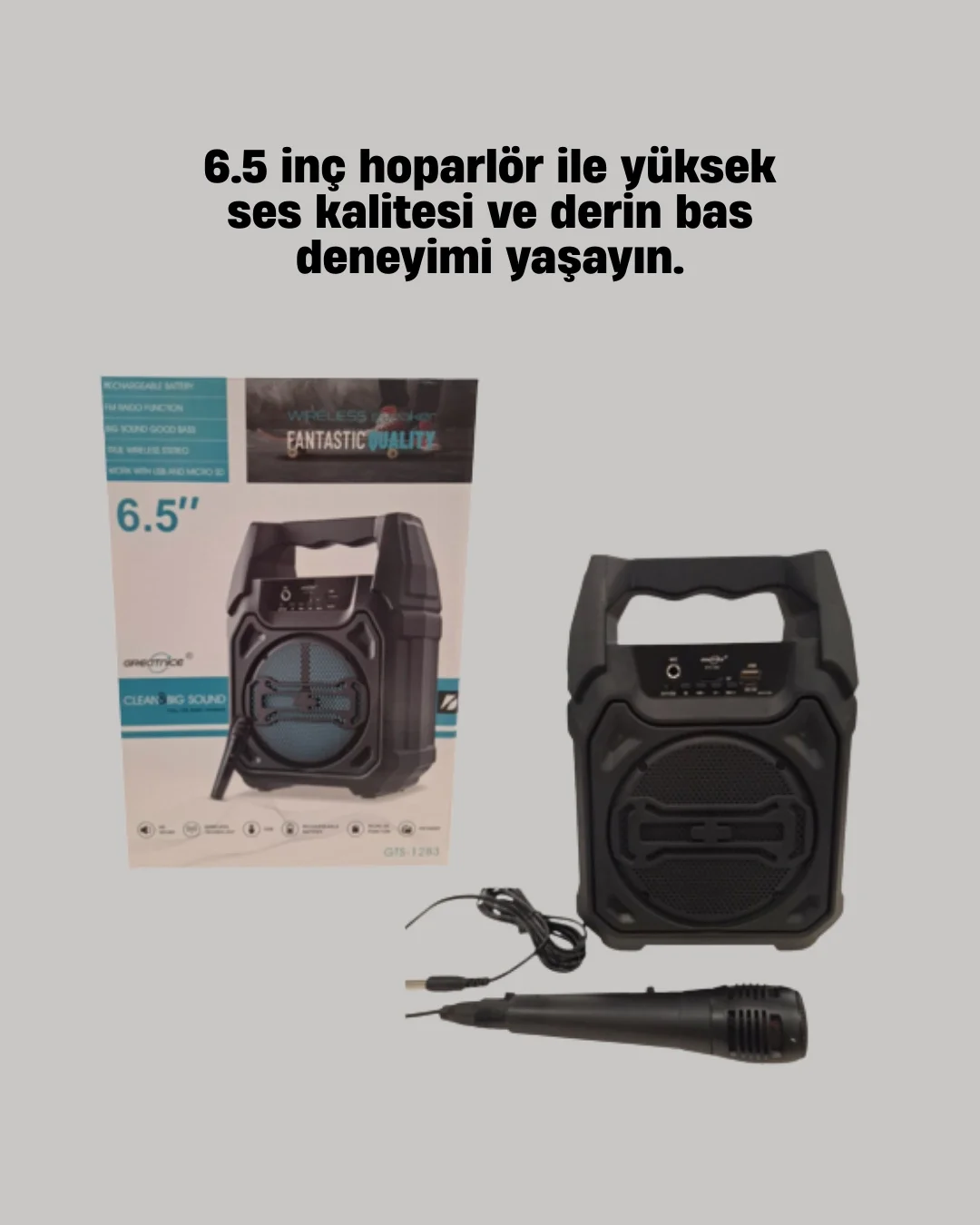15W Güçlü Ses Çıkışlı Bluetooth Hoparlör FM Radyo ve Mikrofon Destekli 15W Güçlü Ses Çıkışlı Bluetooth Hoparlör FM Radyo ve Mikrofon Destekli