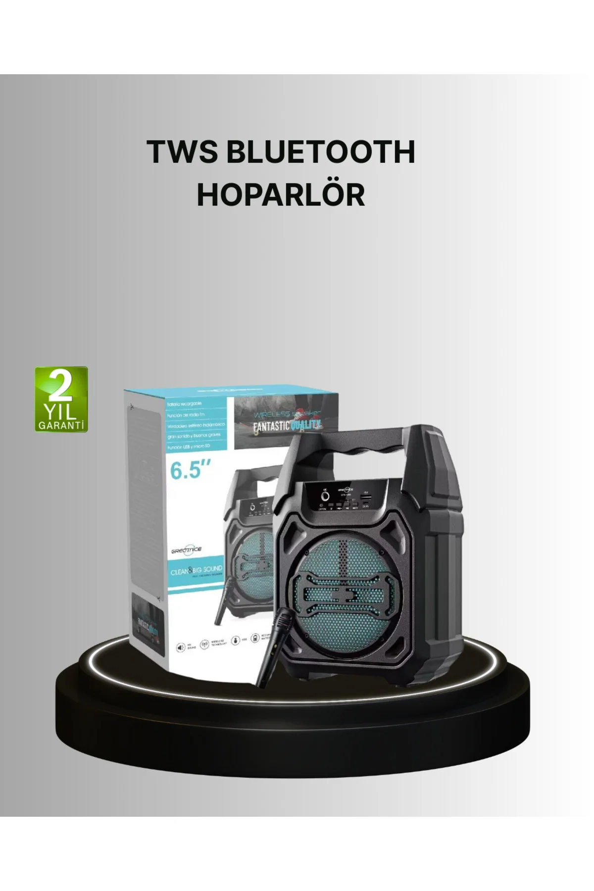 15W Güçlü Ses Çıkışlı Bluetooth Hoparlör FM Radyo ve Mikrofon Destekli