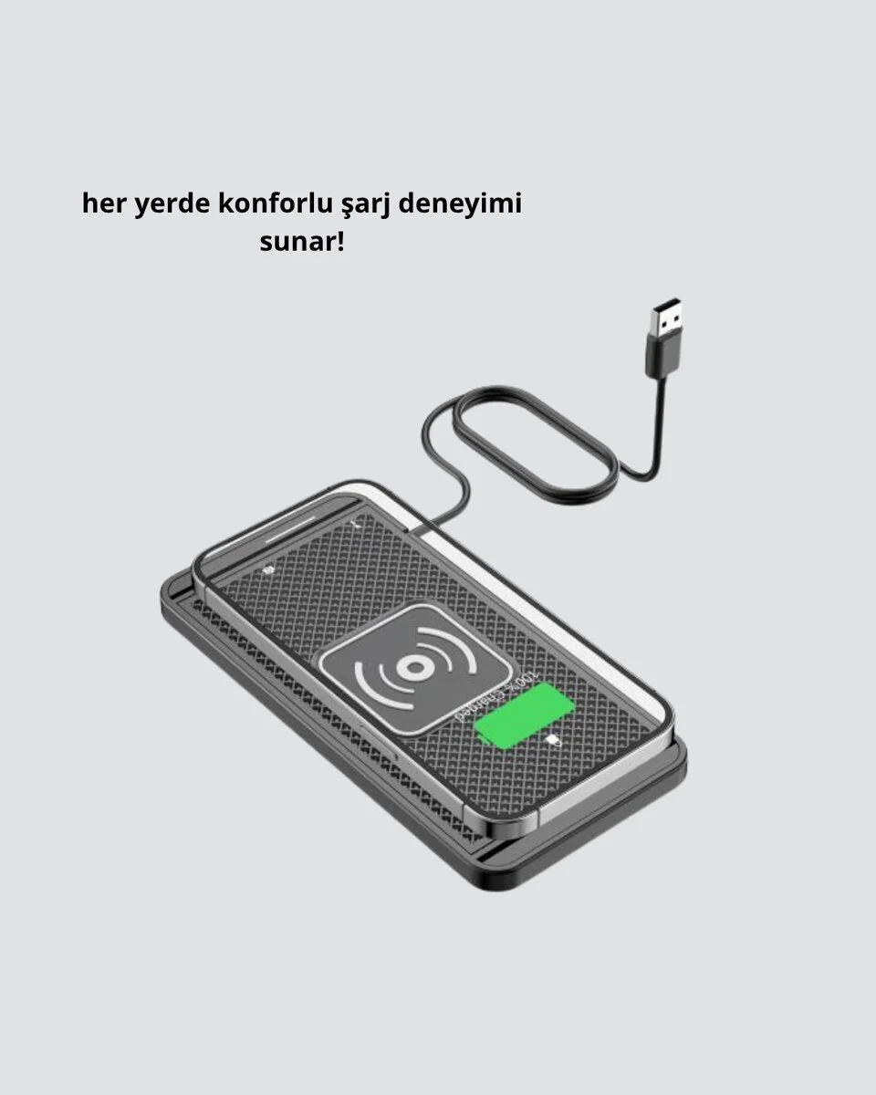 15W Hızlı Manyetik Şarj Pedi - Kaymaz Silikon Taban, Qi & MagSafe Destekli Güvenli Şarj Çözümü