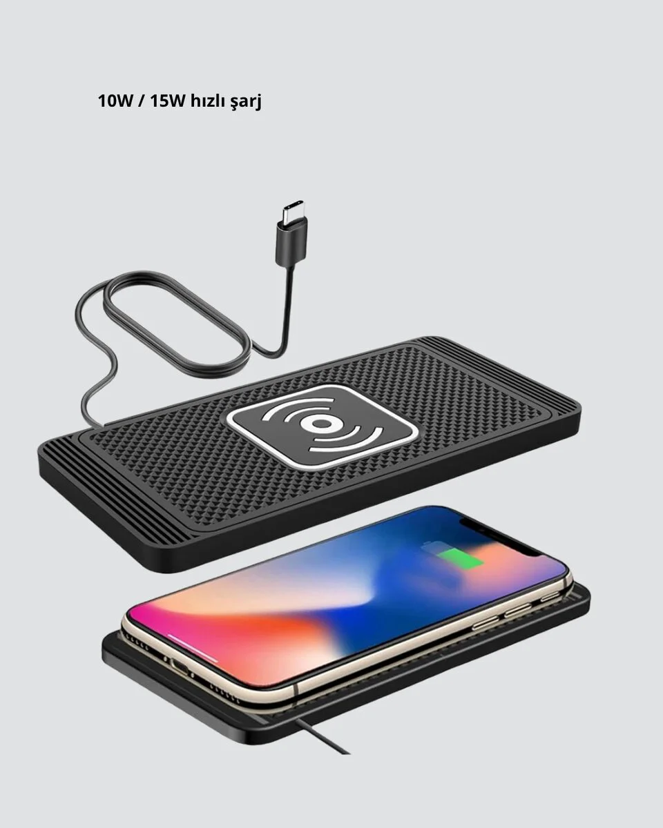 15W Hızlı Manyetik Şarj Pedi - Kaymaz Silikon Taban, Qi & MagSafe Destekli Güvenli Şarj Çözümü