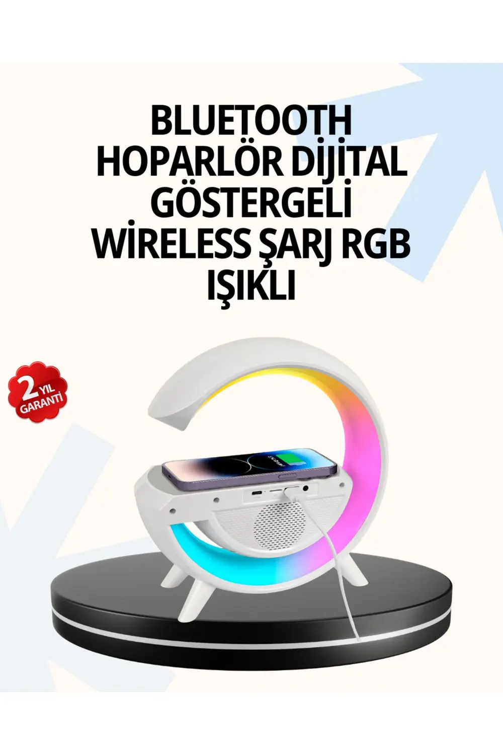 15W Hızlı Şarj Destekli LED Atmosfer Işığı ve Alarm Fonksiyonlu L