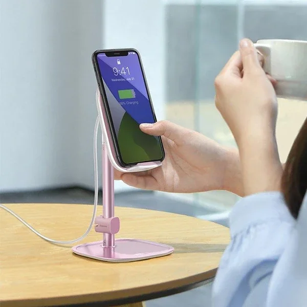 15W Kablosuz Hızlı Şarjlı Masaüstü Telefon Tutucu Standı – Dikey/Yatay Kullanım