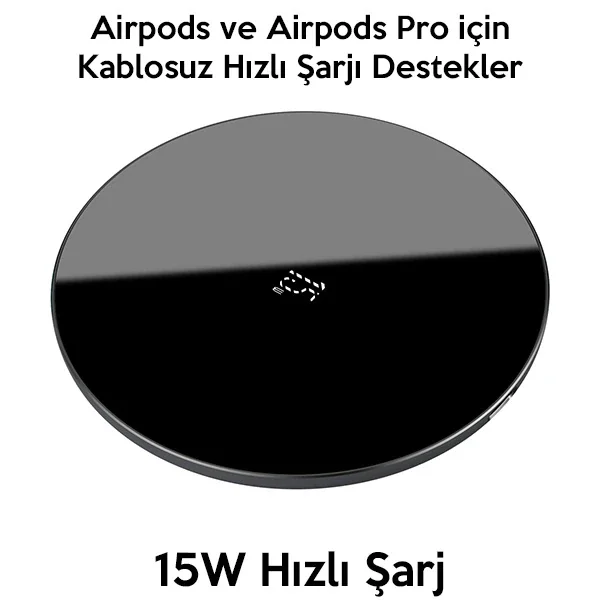 15W Kablosuz Şarj Cihazı - Uyumlu Hızlı Şarj Aleti