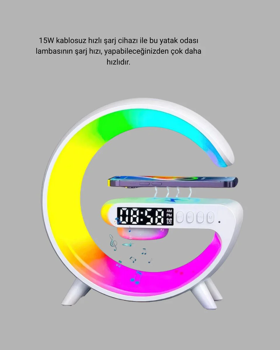 15W Kablosuz Şarjlı Akıllı Masa Lambası - RGB Modlu ve Çok Fonksiyonlu