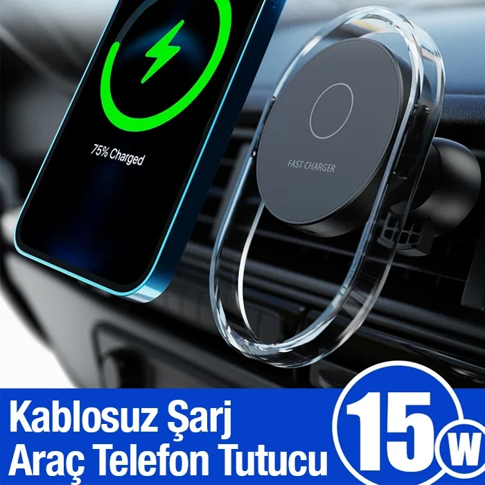 15W Manyetik Kablosuz Araç Şarj Cihazı - Klima Havalandırma Tutucu (5775)