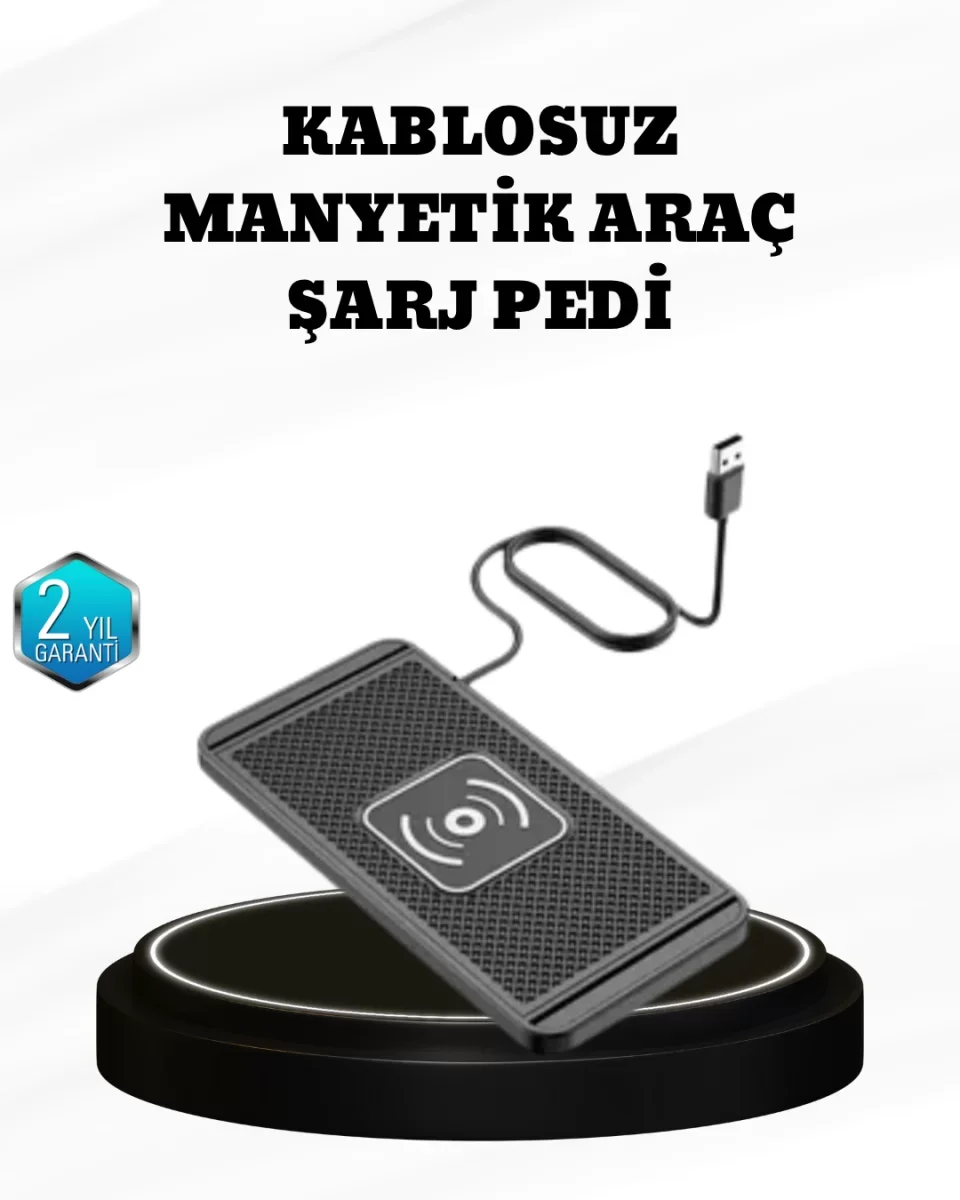 15W Manyetik Kablosuz Şarj Pedi Araç Masa Kullanımına Uygun Qi Şarj Cihazı - Lisinya