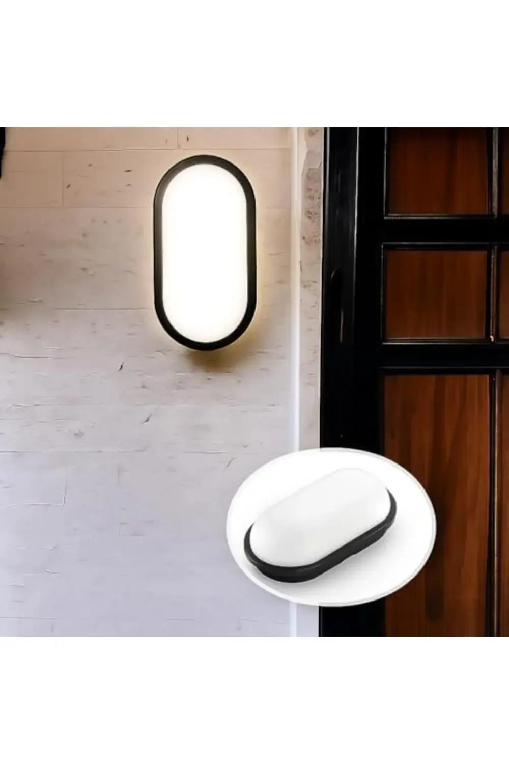15W Siyah IP65 Oval LED Tavan ve Duvar Lambası | 1500 Lümen Beyaz