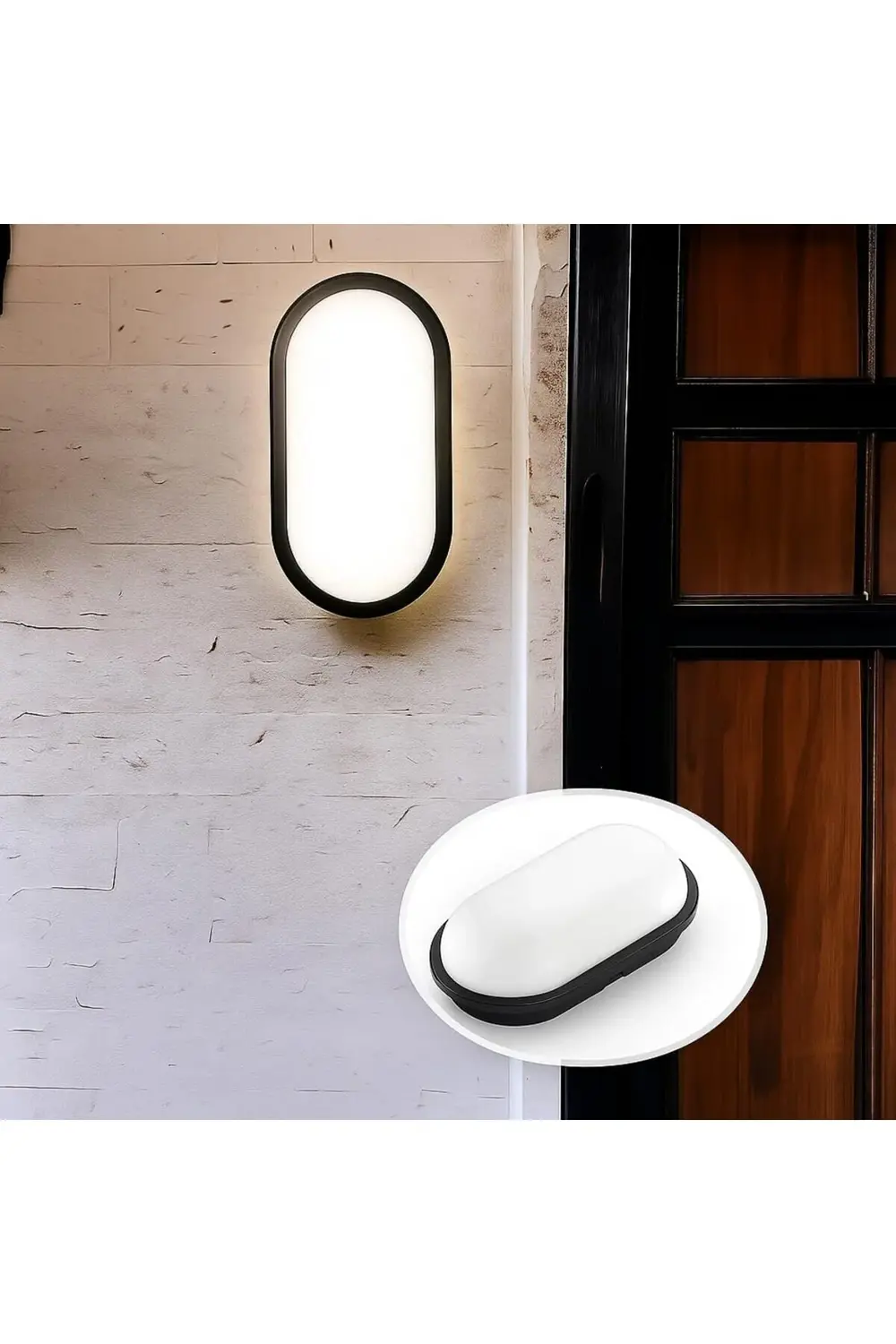 15W Siyah IP65 Oval LED Tavan ve Duvar Lambası | 1500 Lümen Beyaz