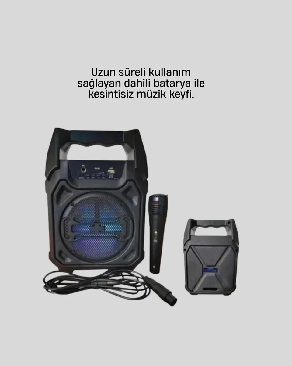 15W Taşınabilir 6.5" Bluetooth Hoparlör - Karaoke ve Müzik Sistemi