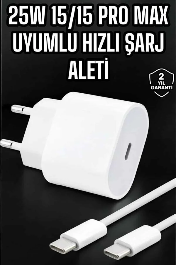 15W/15W Pro Max Uyumlu Hızlı Şarj Adaptörü ve Kablosu - iPhone 15/15 Pro Max için Güvenli Şarj