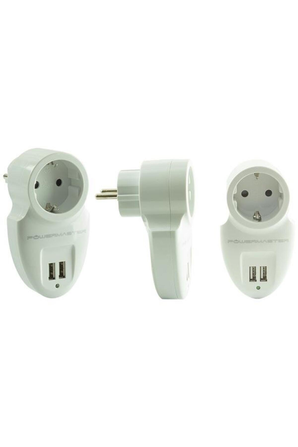 16 Amper- 3500 Watt Çift USB'li Tekli Akım Korumalı Priz