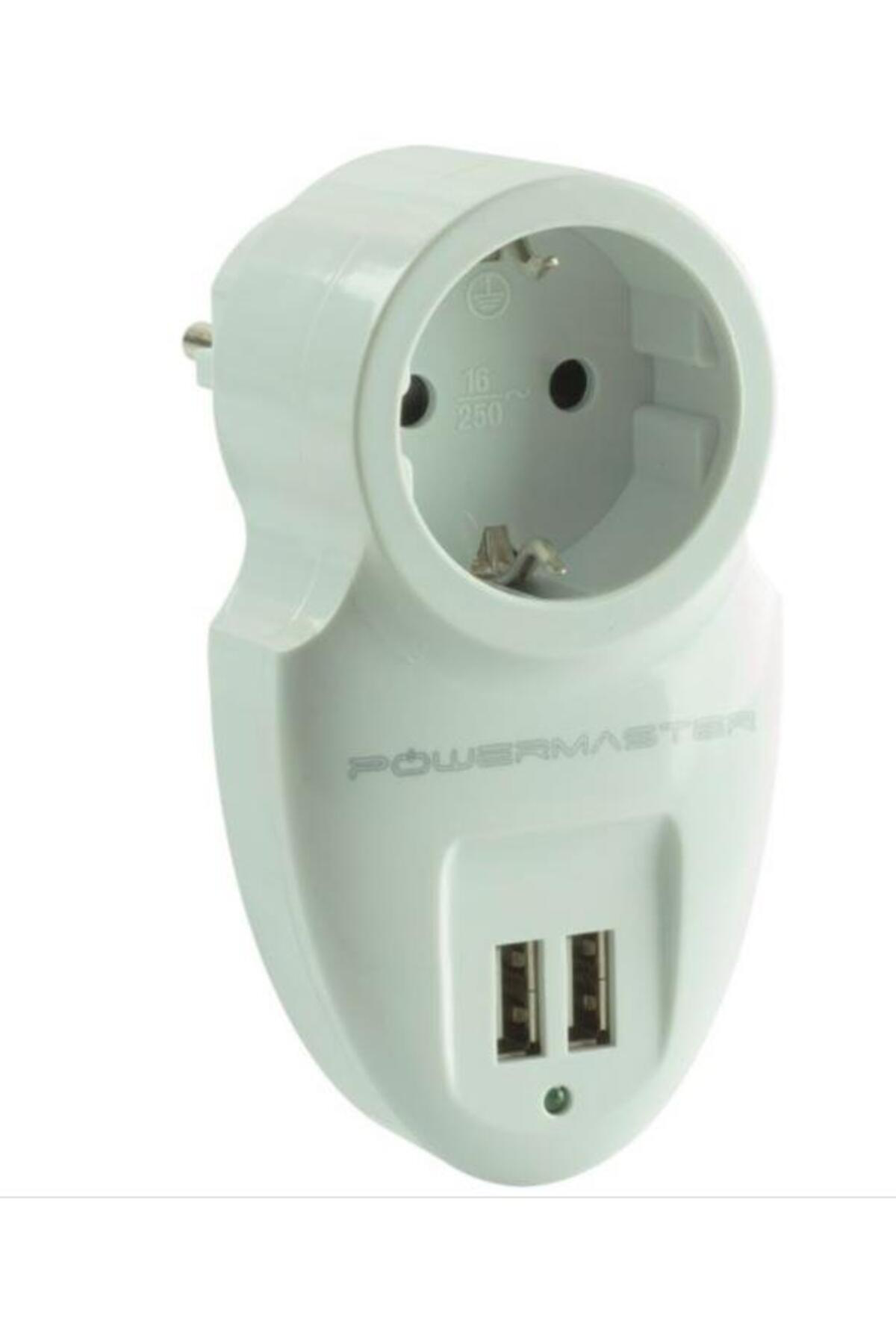 16 Amper- 3500 Watt Çift USB'li Tekli Akım Korumalı Priz