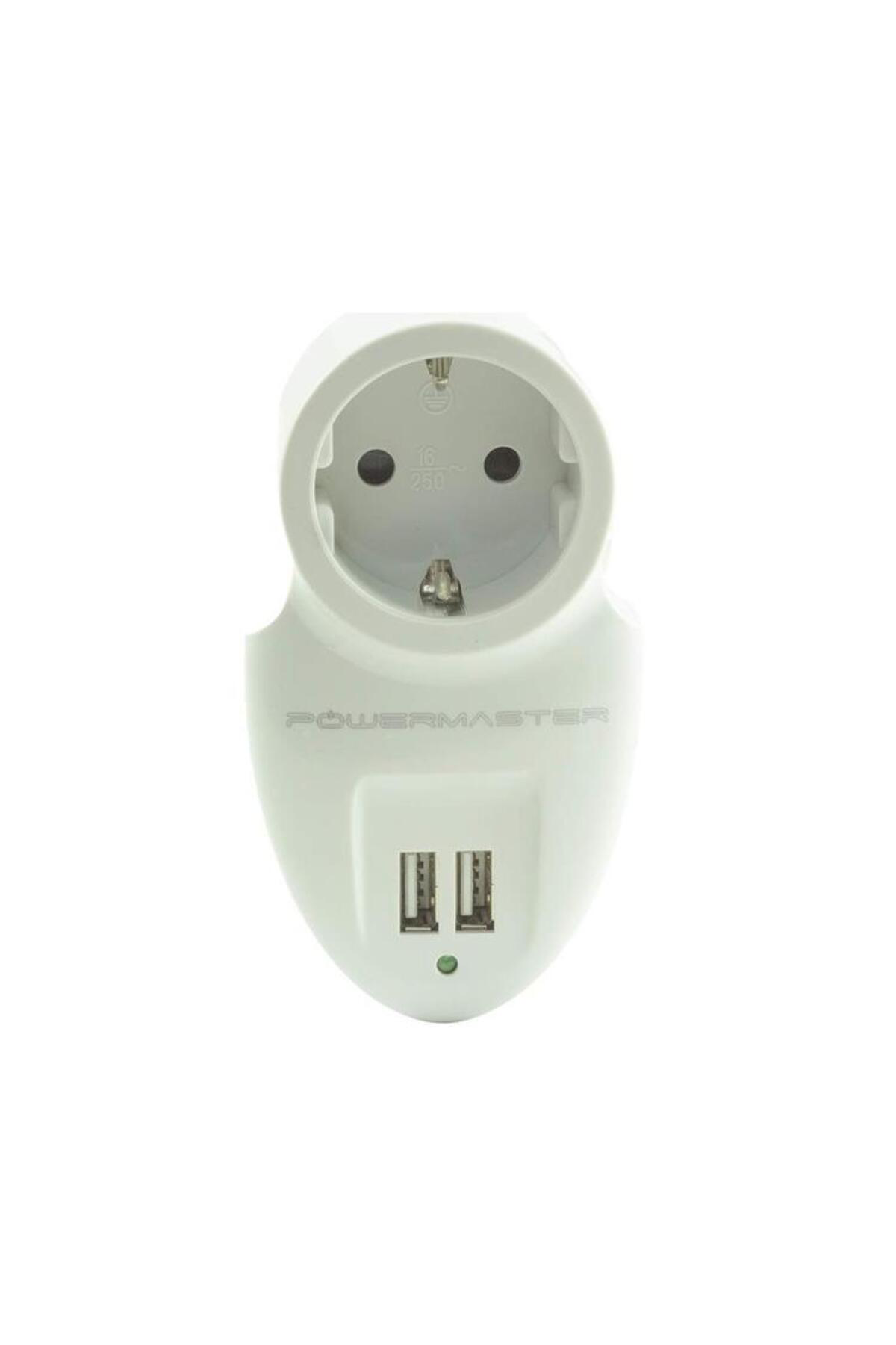 16 Amper- 3500 Watt Çift USB'li Tekli Akım Korumalı Priz